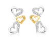 9ct 2-Colour Gold 0.06t Diamond Triple-Heart Stud Earrings