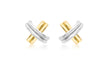 9ct 2-Colour Gold Crossover Tube Kiss Stud Earrings