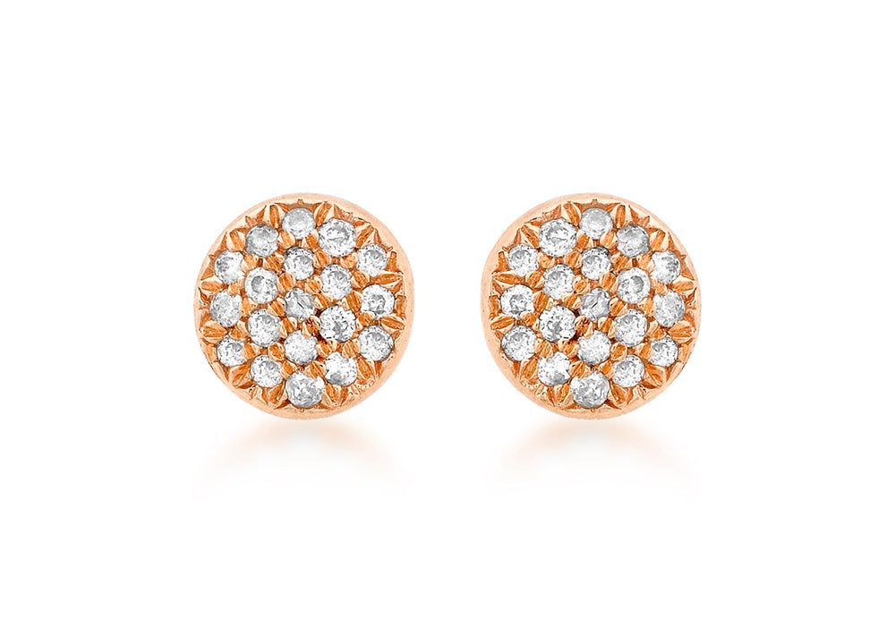 9ct Rose Gold 0.10ct Diamond Pave Set 5mm Round Stud Earrings