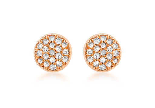 9ct Rose Gold 0.10ct Diamond Pave Set 5mm Round Stud Earrings