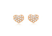 9ct Rose Gold 0.10ct Diamond Pave Set 6mm x 4mm Heart Stud Earrings