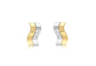 9ct 2-Tone Gold Zirconia  Wave Double Bars 5.5mm x 9.5mm Stud Earrings