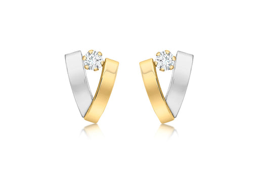 9ct 2-Tone Gold Zirconia  Overlap Stud Earrings