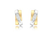 9ct 2-Tone Gold Zirconia  Overlap Triple-Bars Stud Earrings