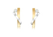 9ct 2-Tone Gold Zirconia  Overlapping urved Bars Stud Earrings