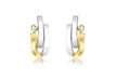 9ct 2-Tone Gold Zirconia  Wave and urved Bars Stud Earrings