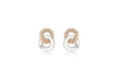 9ct 2-Tone Gold Zirconia  7.9mm x 11.3mm Double-Ring Stud Earrings