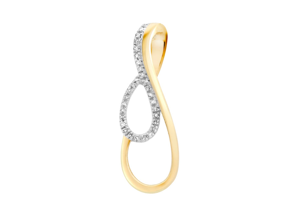 9ct 2-Colour Gold 0.10ct Diamond Swirl Slider Pendant