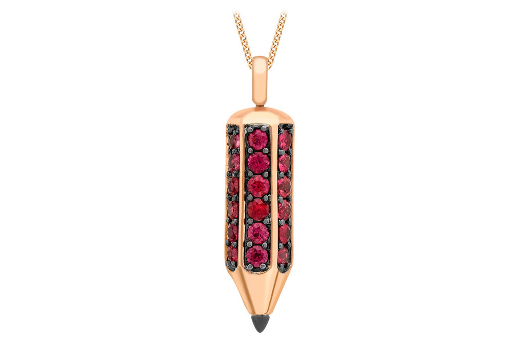 9ct Rose Gold Ruby Penil Pendant