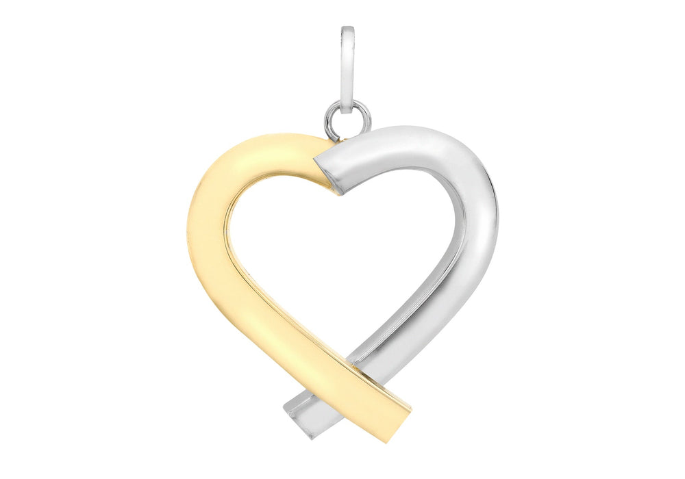 9ct 2-Colour Gold Tube Heart Pendant