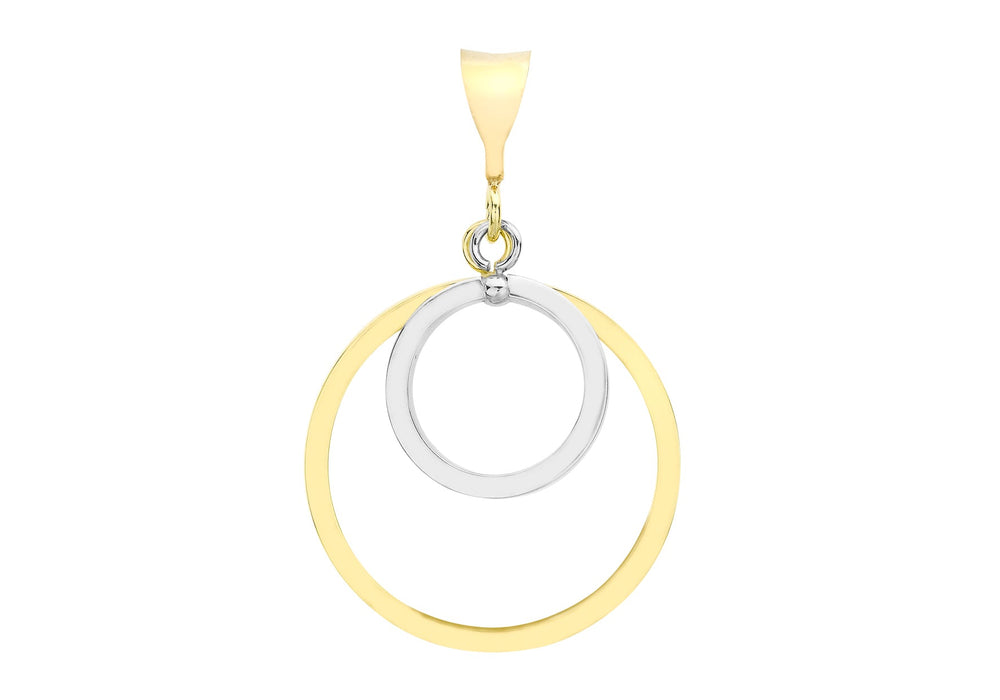 9ct 2-Colour Gold Double CutoCut Circle Drop Pendant