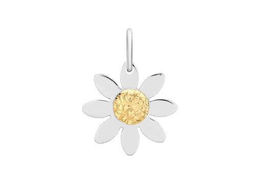 9ct 2-Colour Gold 13.4mm x 17.8mm Daisy Flower Pendant