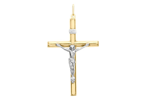 9ct 2-Colour Gold Crucifix Pendant