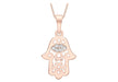 9ct 2-Tone Gold Zirconia  Filigree Hamsa Pendant