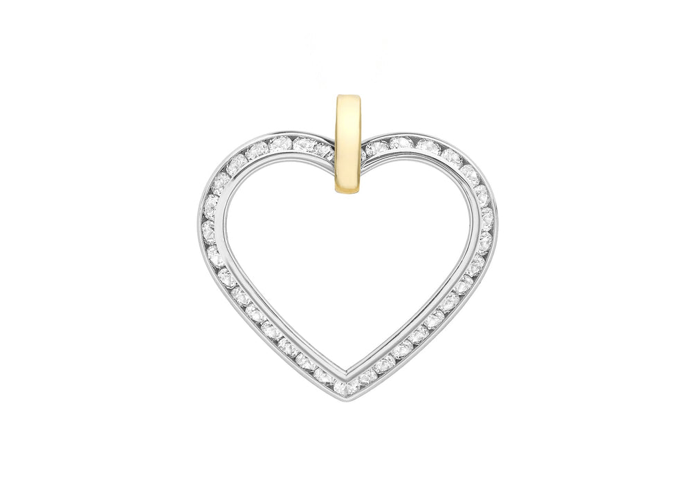 9ct 2-Colour Gold Zirconia  Heart Pendant