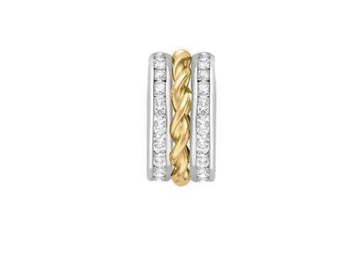 9ct 2-Colour Gold Zirconia  Twined Triple Ring Pendant