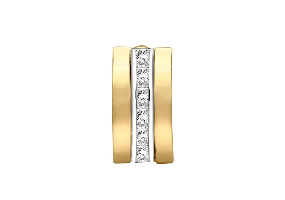 9ct 2-Tone Gold Zirconia  7.5mm x 14.8mm Triple-Bars Pendant