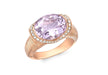 9ct Rose Gold 0.21t Diamond and Pink Amethyst Textured Ring