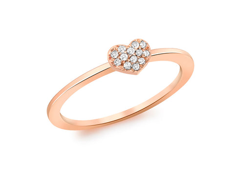 9ct Rose Gold 0.05t Pave Set Diamond Heart Ring