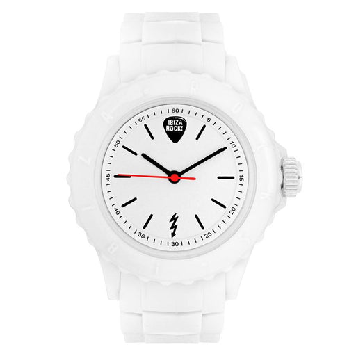 Ibiza Rocks White Silicone and Plastic Watch, with Ibiza Rocks Writing around Bezel - Dynagem 