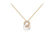 9ct 3-Tone Gold Zirconia  Double-Ring Adjustable Necklace