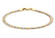 9ct 3-Colour Gold 3-Plait Textured Herringbone Bracelet 18m/7"9