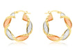 9ct 3-Colour Gold 25mm Twist Creole Earrings