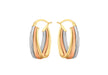 9ct 3-Colour Gold Diamond Cut Triple Loop Creole Earrings