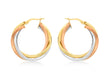 9ct 3-Colour Gold 28mm Twist Creole Earrings