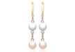 9ct 3-Colour Gold Disc Drop Huggy Earrings