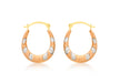 9ct 3-Colour Gold Patterned Creole Earrings