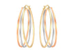 9ct 3-Colour Gold Oval Polished Creole Earrings