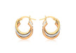 9ct 3-Colour Gold 14mm x 18mm Twist Russian Creole Earrings