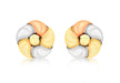 9ct 3-Colour Gold 13mm Flower Stud Earrings