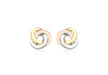 9ct 3-Colour Gold 9.5mm x 10mm Square-Tube Knot Stud Earrings