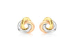 9ct 3-Colour Gold 13mm Rhombus Tube Knot Stud Earrings