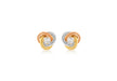 9ct 3-Colour Gold Zirconia  8mm Knot Stud Earrings