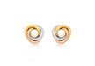 9ct 3-Colour Gold 9mm Knot and Pearl Stud Earrings