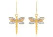 9ct 3-Colour Gold 15mm x 17mm Textured Dragonfly Drop Earrings