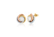 9ct 3-Colour Gold 11mm Knot and Pearl Stud Earrings