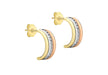 9ct 3-Colour Gold Zirconia  Half Hoop Earrings