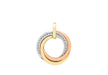 9ct 3-Colour Gold Zirconia  17mm x 20mm Triple-Ring Pendant