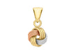 9ct 3-Colour Gold Textured Polished 4-Way Triple-Knot Pendant