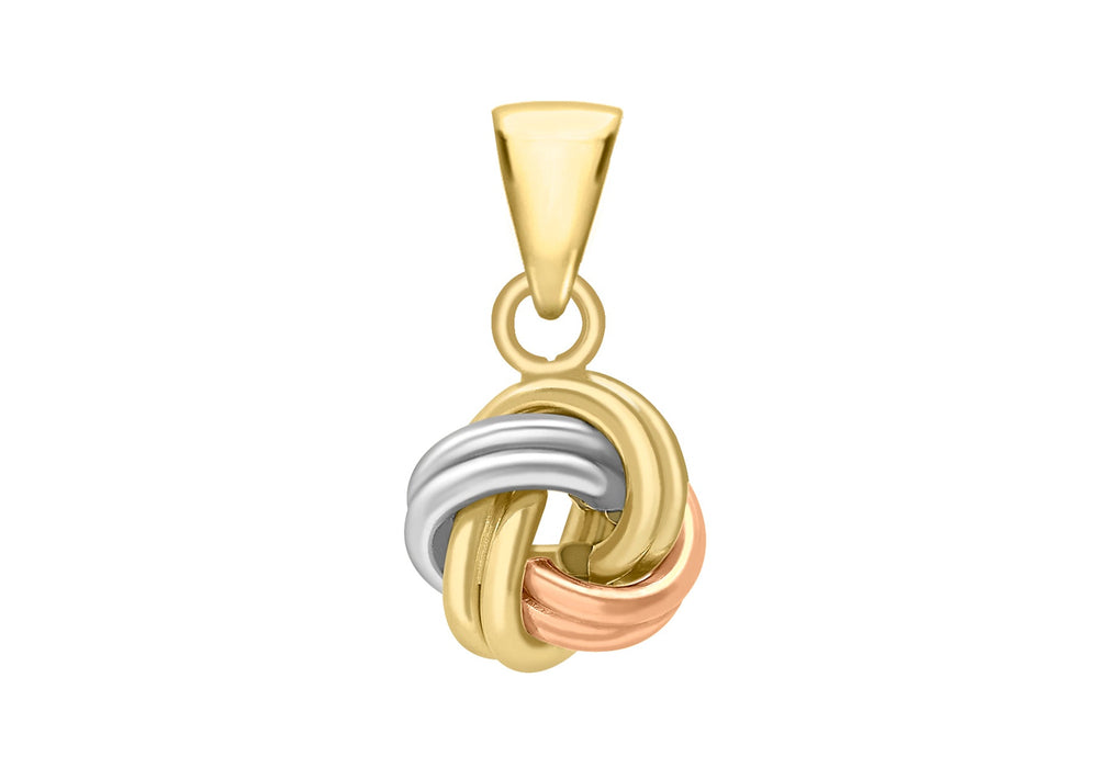 9ct 3-Colour Gold10mm x 20mm 4-Way Double Knot Pendant