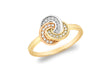 9ct 3-Tone Zirconia  11mm Knot Ring