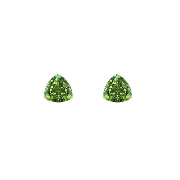 3.38ct Pair of Trillion Green Tourmalines 7.3mm - Dynagem 