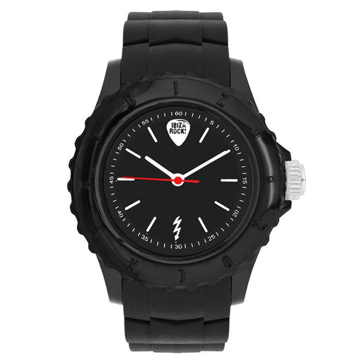 Ibiza Rocks Black Silicone and Plastic Watch, with Ibiza Rocks Writing around Bezel - Dynagem 