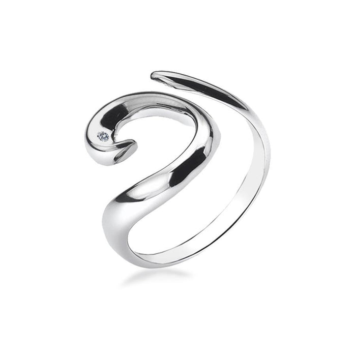 Sterling Silver Swirl Ring Hand-Set with a Diamond Accent