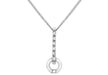 9ct White Gold Zirconia  Bar and Circle Drop Pendant on Chain Necklace