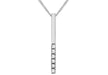 9ct White Gold Zirconia  Bar Drop Pendant on Chain Necklace